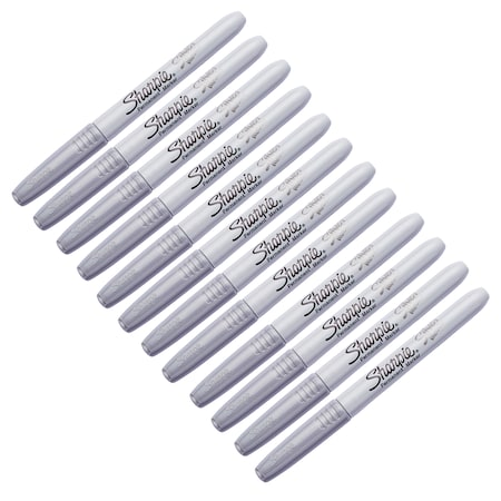 Sharpie Fine Point Permanent Marker, Metallic Silver, PK12 39100